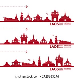 Laos travel destination grand vector illustration. 