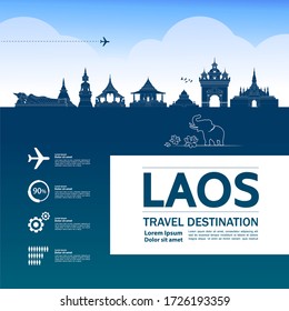 laos travel destination grand vector illustration. 