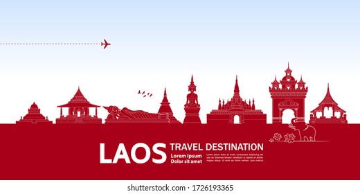 laos travel destination grand vector illustration. 