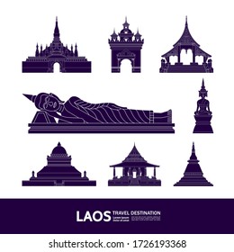 laos travel destination grand vector illustration. 