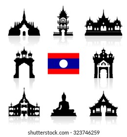 Laos Travel Landmarks. Vector Illustration