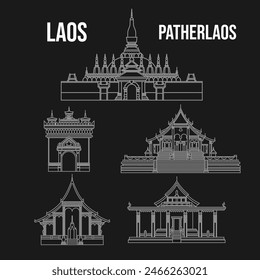 Laos Travel Landscape Vector Illustration