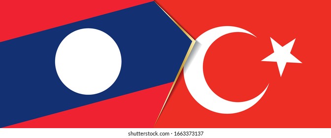 Laos and Turkey flags, two vector flags symbol of relationship or confrontation.