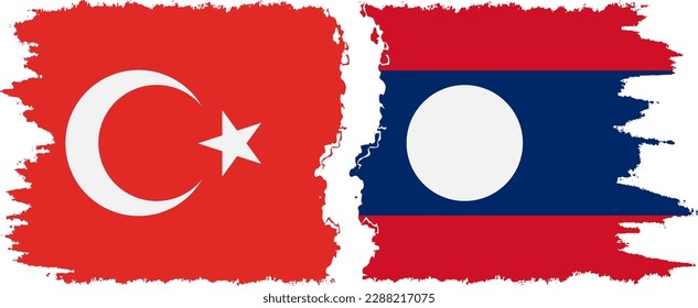 Laos and Turkey grunge flags connection, vector