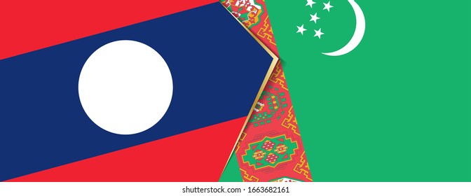 Laos and Turkmenistan flags, two vector flags symbol of relationship or confrontation.
