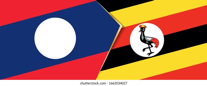 Laos and Uganda flags, two vector flags symbol of relationship or confrontation.