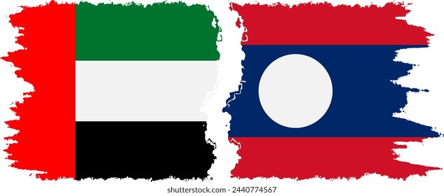Laos and United Arab Emirates grunge flags connection, vector