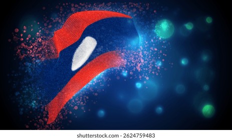 Laos, vector 3d flag with lighting and flares