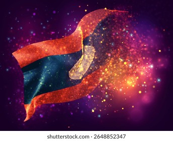 Laos, vector 3d flag with a splash of paint dots, explosion of colored dots