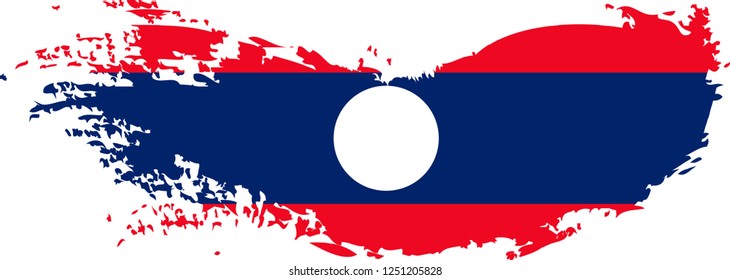 Laos vector grunge brush stroke with  national flag and contour map. 