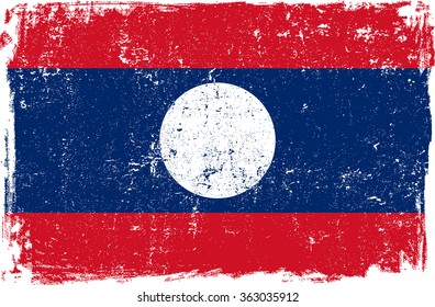 Laos vector grunge flag isolated on white background.