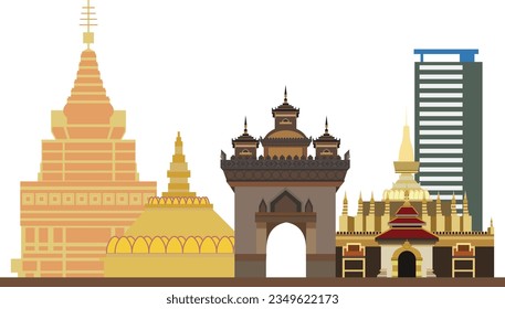 Laos vector llustration Vientiane  building