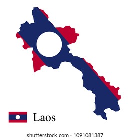 laos vector map with flag