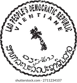 Laos Vientiane Round Seal Map Design