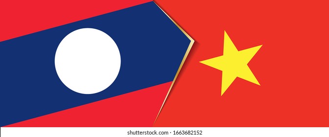 Laos and Vietnam flags, two vector flags symbol of relationship or confrontation.