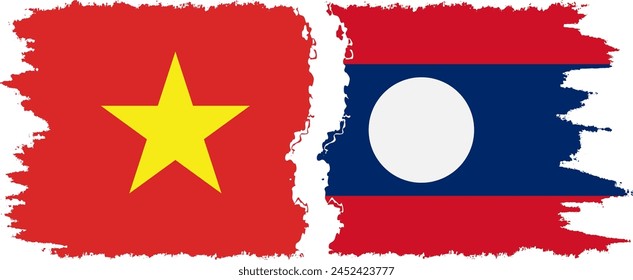 Laos and Vietnam grunge flags connection, vector