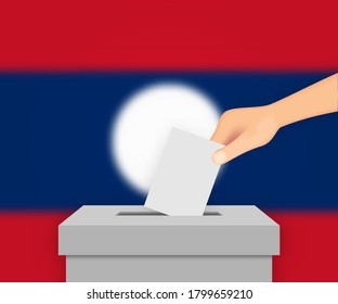 Antecedentes de las elecciones en Laos. Papeleta de votación con bandera borrosa