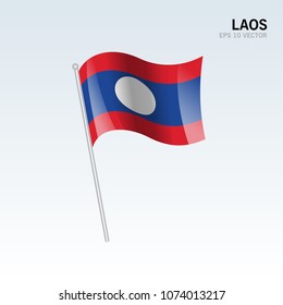 Laos waving flag isolated on gray background
