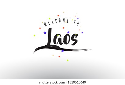 Laos Welcome to Text with Colorful Balloons and Stars Design Vector Illustration.