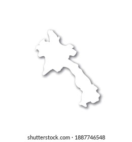 Laos - white 3D silhouette map of country area with dropped shadow on white background. Simple flat vector illustration.