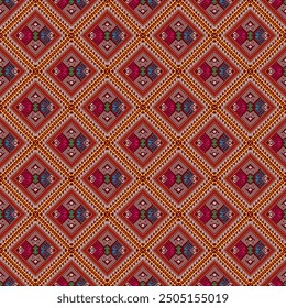 Laotian culture cotton fabric pattern. Ideal for cultural projects, textile designs, and global fashion, this pattern is perfect for those looking to add an authentic touch of Southeast Asian artistry