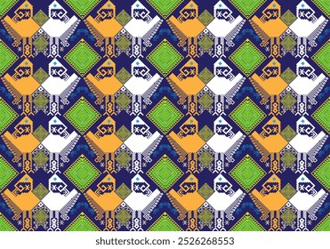 Laotian culture cotton fabric pattern. Ideal for cultural projects, textile designs, and global fashion, this pattern is perfect for those looking to add an authentic touch of Southeast Asian artistry
