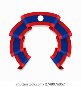 Laotian flag circular wavy ribbon, symbolizing national pride, ideal for patriotic badges, certificates, or cultural design themes. Vector illustration.