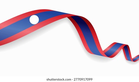 Laotian flag waving ribbon, symbolizing national pride, ideal for patriotic badges, certificates, or cultural design themes and national holidays. Vector illustration.