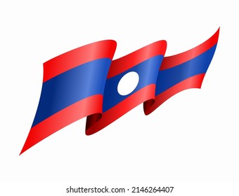 Laotian flag wavy abstract background. Vector illustration.