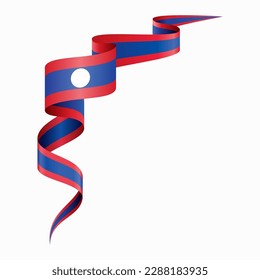 Bandera laosiana ondeando fondo abstracto. Ilustración vectorial.