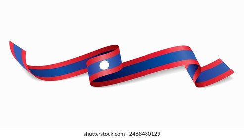 Laotian flag wavy abstract background. Vector illustration.