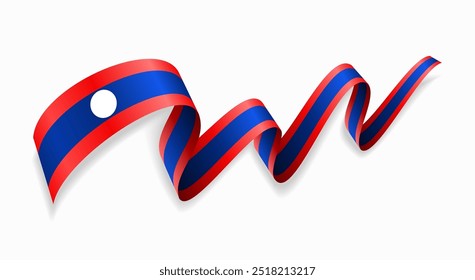 Fondo abstracto ondulado de la bandera de Laos. Ilustración vectorial.