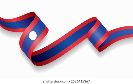 Laotian flag wavy abstract background. Vector illustration.