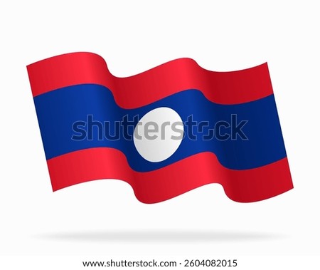 Laotian flag wavy background layout. Vector illustration.