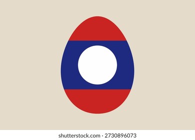 Laotian national flag designed in an Easter egg shape for a patriotic holiday or festive event vector illustration..