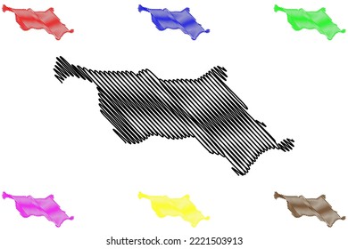Laouk Island (Republic of India, Nicobar Archipelago, Indian Ocean) map vector illustration, scribble sketch Man map