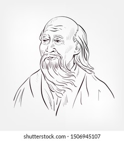 Laozi  Lao Tzu vector sketch portrait isolated