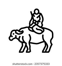 laozi ox taoism line icon vector. laozi ox taoism sign. isolated contour symbol black illustration