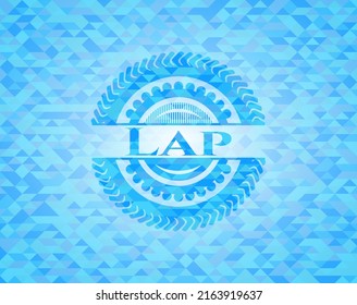 Hellblaues Emblem mit Mosaikhintergrund aufsetzen. 