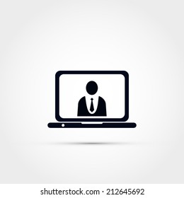 Lap top with businessman icon