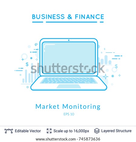 Lap top symbol on white. Simple design for business financial topic. Vector template easy to edit.