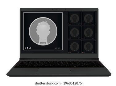 Lap top video call. vector