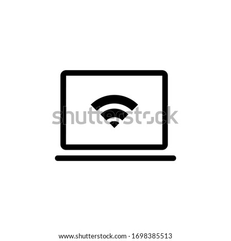 Lap top wifi simple line icon vector illustration