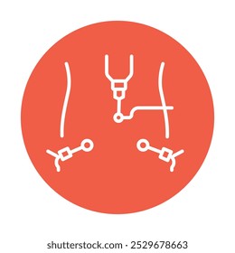 Icono de línea negra de laparoscopia. Operaciones en la cavidad abdominal. Elemento aislado de Vector. 