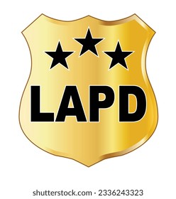 LAPD spoof law officer shield badge isolated on white.