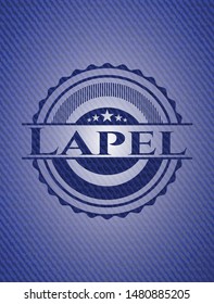 Lapel badge with denim background. Vector Illustration. Detailed.