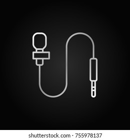 Lapel Microphone Line Gray Icon. Vector Body Mic Concept Outline Symbol Or Design Element On Dark Background