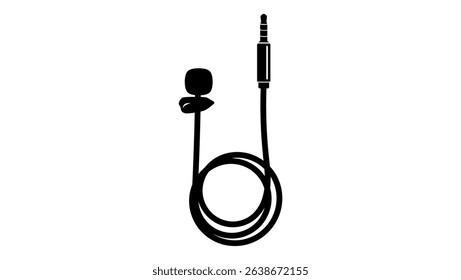 Lapel Mini Microphone, black isolated silhouette
