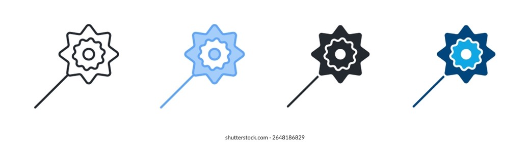 Ícone Do Pino Da Lapela Definir Estilo Múltiplo. Projetado Em Contorno, Azul, Glifo, Tom Duplo