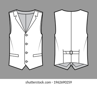 Lapelled Vest Waistcoat Technical Fashion Illustration Stock Vector ...